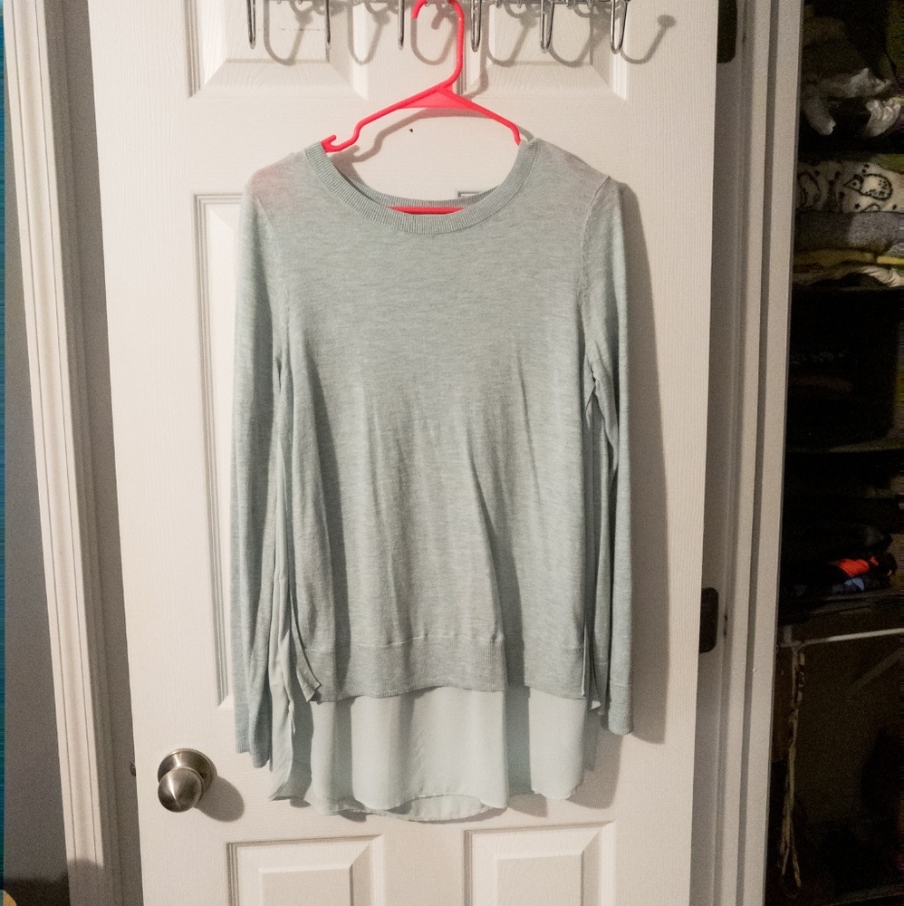 Loft Sweater with Ciffon Accent Light Blue Medium